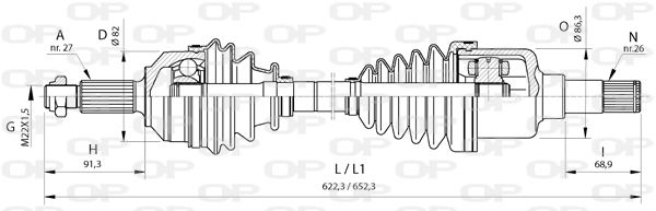 OPEN PARTS Piedziņas vārpsta DRS6376.00